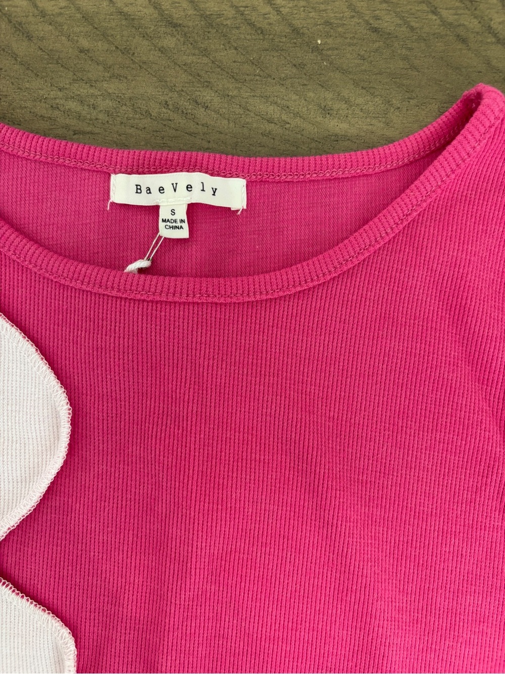 Pink & White Wavy Colorblock Rib Tank - Picture 2 of 3